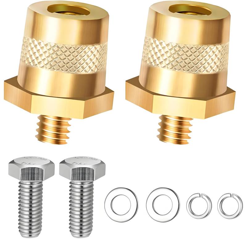 1Paar Batteriepoladapter M8, Auto Batterie Anschlussklemmen M8 Batterieklemme mit 2 Edelstahlschrauben und 4 Unterlegscheiben, Batteriepol für Autobatterien Kompatibel mit Yachten, PKW, LKW usw von Nokwocy