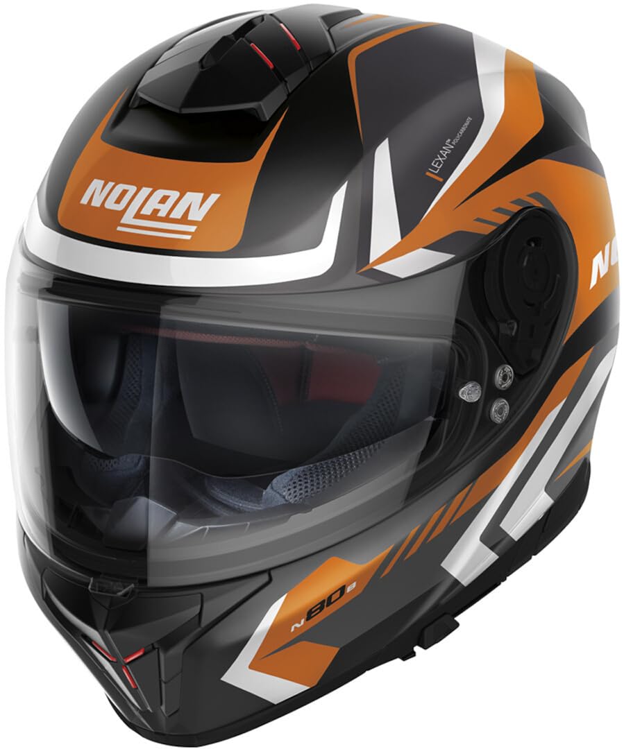 Nolan N80-8 Rumble N-Com Helm, schwarz matt/orange, M (58/59) von Nolan