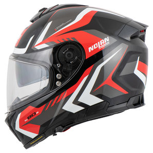 Nolan N80-8 Rumble n-com Integralhelm Metallic Schwarz Rot Grau von Nolan