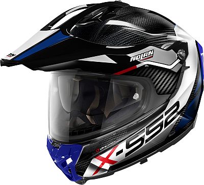 Nolan X-552 Ultra Carbon Dinamo N-Com, Endurohelm - Schwarz/Weiß/Blau - M von Nolan