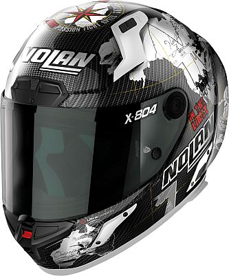 Nolan X-804 RS Ultra Carbon Checa, Integralhelm - Schwarz/Weiß/Grau - L von Nolan