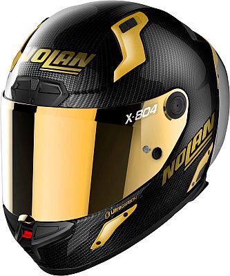 Nolan X-804 RS Ultra Carbon Golden Edition, Integralhelm - Schwarz/Dunkelgrau Gold-Verspiegelt - XL von Nolan