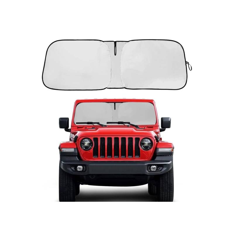 Faltbar Auto Sonnenschirm Für Jeep Für Wrangler JL/JLU 2018 2019 2020 2021 2022 2023 2024 Frontscheibe Sonnenschutz UV Auto Fenster Visier Frontscheibe von Nonuiny