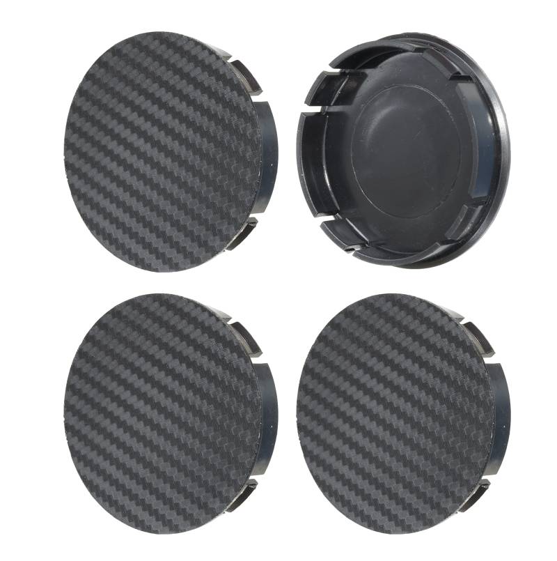 Set 4 Stück x 60mm Nabenkappen Radkappen Kappen Felgenkappen (Carbon Schwarz, 60mm SCHWARZ-Flach) von Nordborn