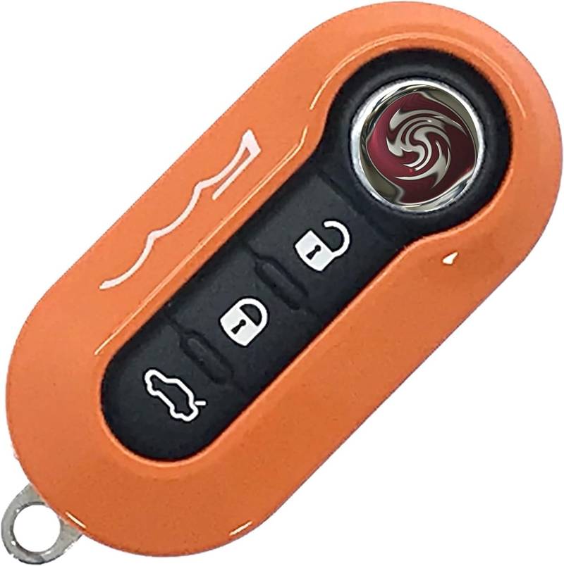 Nordecco Glänzende Schlüsselanhänger-Schutzhülle für Fiat 500C, 500-500L, 500X, Abarth, Grande, Punto, Brava, Panda, Stilo, Linea (Orange) von Nordecco