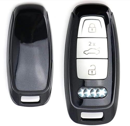 Nordecco Metallisch-glänzende ABS-Hartschale für Audi Keyless-Smart-Schlüsselanhänger, kompatibel mit Audi A4 A6L A7 A8 A8L E-tron GT Q8 C8 2019 2020 (schwarz) von Nordecco