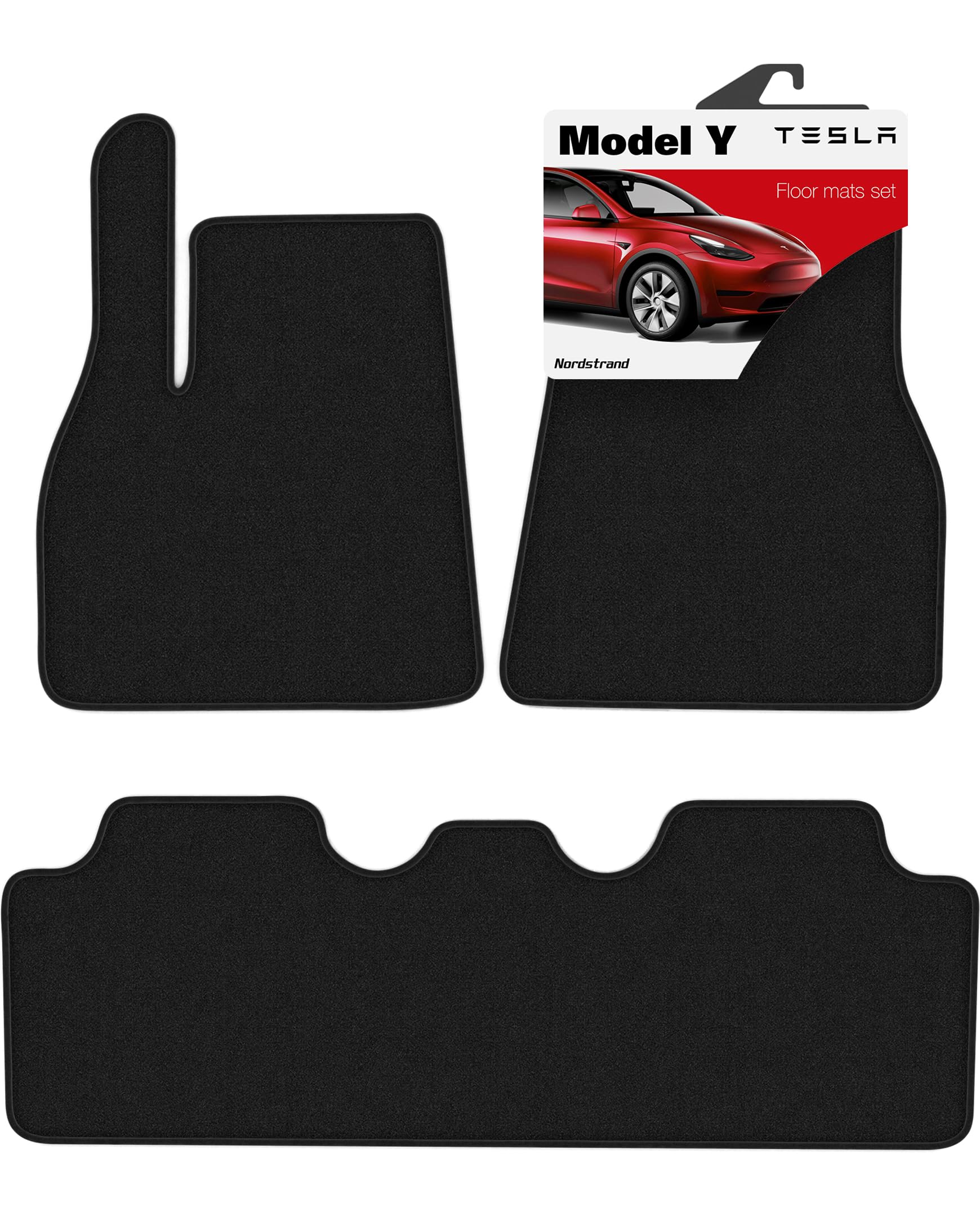 Fußmatten für Tesla Model Y - rutschfeste Allwetter-Innenmatten für Tesla Model Y 2021 2022 2023 2024-750 GSM Flor Teppich - 3D-Passform Auto Zubehör Set von Nordstrand