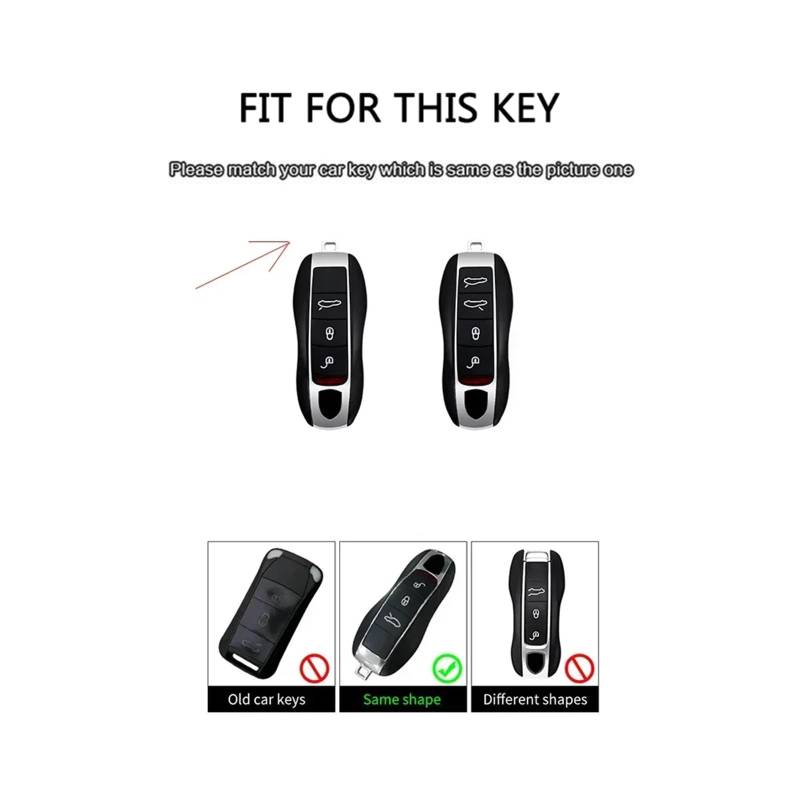 Noreyvis Echtes Leder schlüssellose Eingabe Smart Key Fob Fall Schutz Halter Shell kompatibel für Porsche Boxster Cayenne Panamera Cayman Macan Carrera 911 991(Schwarz mit roter Linie) von Noreyvis