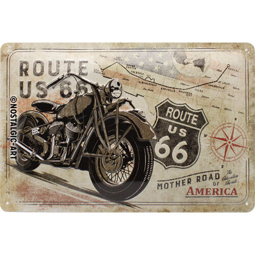 Nostalgic-Art Blechschild 20 x 30 cm Route 66 Bike Map von Nostalgic-Art