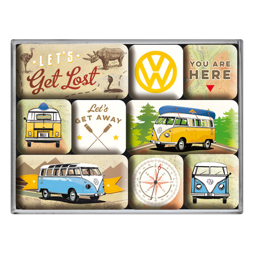 Nostalgic Art Magnet-Set, Motiv "VW Bulli  Let´s get Lost", 1 Stück, 9-teilig von Nostalgic-Art