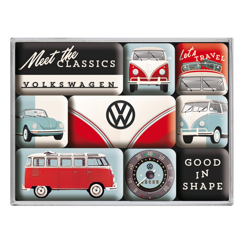 Nostalgic Art Magnet-Set, Motiv "VW - Meet the Classics", 1 Stück, 9-teilig von Nostalgic-Art