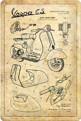 Nostalgic Art Vespa - Parts Sketches, Blechschild - 30 cm x 20 cm von Nostalgic Art