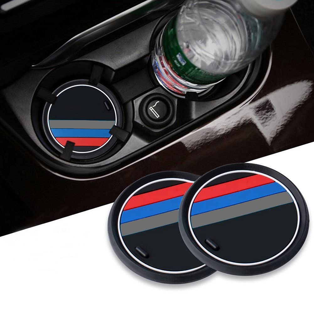 Set of 2 Line Car Interior Accessories Anti-Slip Coasters for 1 3 5 7 Series F30 F35 320li 316i X1 X3 X4 X5 X6 (Diameter 2.9 inches (74 mm) von Nosxxus