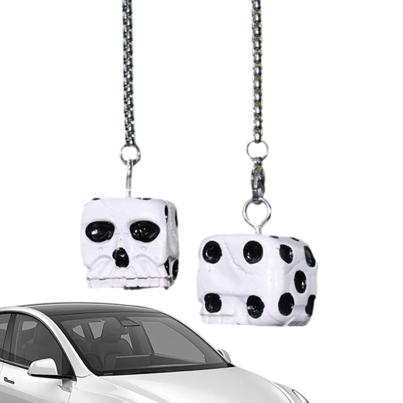 Würfel-Auto-Charm, Rückspiegel-Würfel - Startseite Dekorative Totenkopf-Würfel Auto-Innenausstattung,Einfach zu installierende dekorative Gothic-Horror-Autospiegel-Ornamente für Tasche, Geldbörse von Novgorod