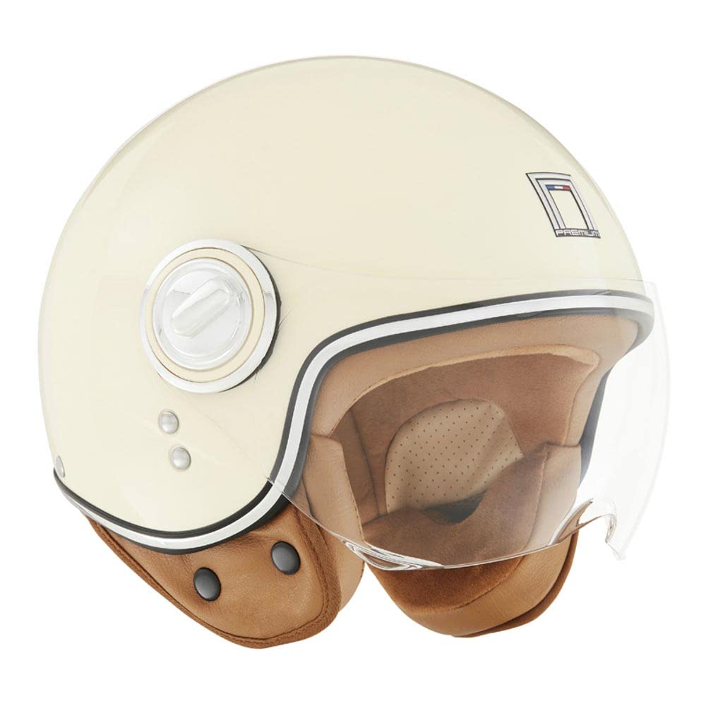 Nox Trendiger Jethelm für den Roller Creme Weiß - Fashionhelm für den Roller - Scooterhelm - Schnorchelhelm (S) von Nox