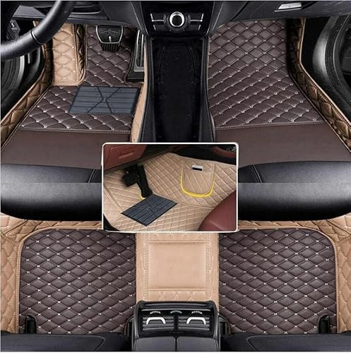 Nsgdda Nach Maß Auto Fußmatten Auto Matte Anpassbare 98% Auto Modell PU Leder voller bedeckter Schutz Advanced Performance Liners (Beige+Braun) von Nsgdda