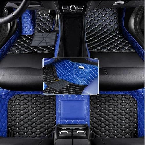 Nsgdda Nach Maß Auto Fußmatten Auto Matte Anpassbare 98% Auto Modell PU Leder voller bedeckter Schutz Advanced Performance Liners (Blau+Schwarz Beige) von Nsgdda