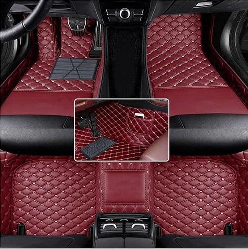 Nsgdda Nach Maß Auto Fußmatten Auto Matte Anpassbare 98% Auto Modell PU Leder voller bedeckter Schutz Advanced Performance Liners (Rotwein) von Nsgdda