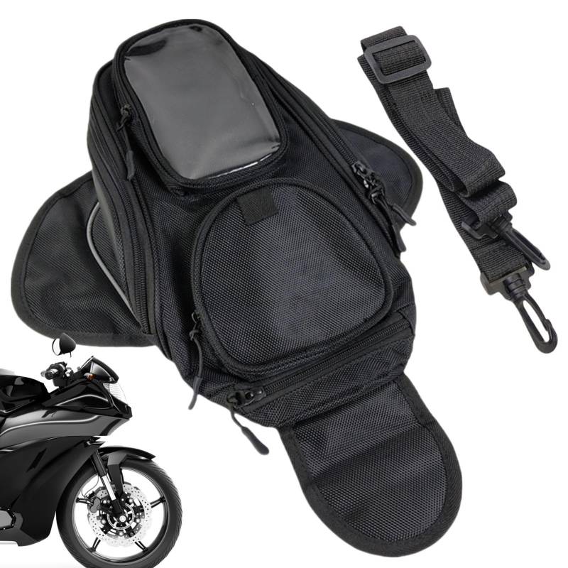 Nubamzy Wasserdichte Motorradtasche, Oxford-Tuch wasserdichte Tanktasche, reflektierende Motorradgepäcktasche, schwarze Aufbewahrungstasche für Reisen, Pendeln von Nubamzy