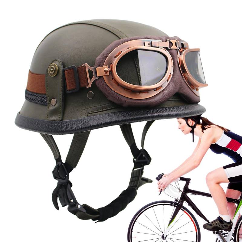 Neue Vintage Deutsche Stil Motorrad Jethelme Kappe Unisex Retro Moto Motorrad Reiten Chopper Helme Mit Schutzbrille Nupaque von Nupaque