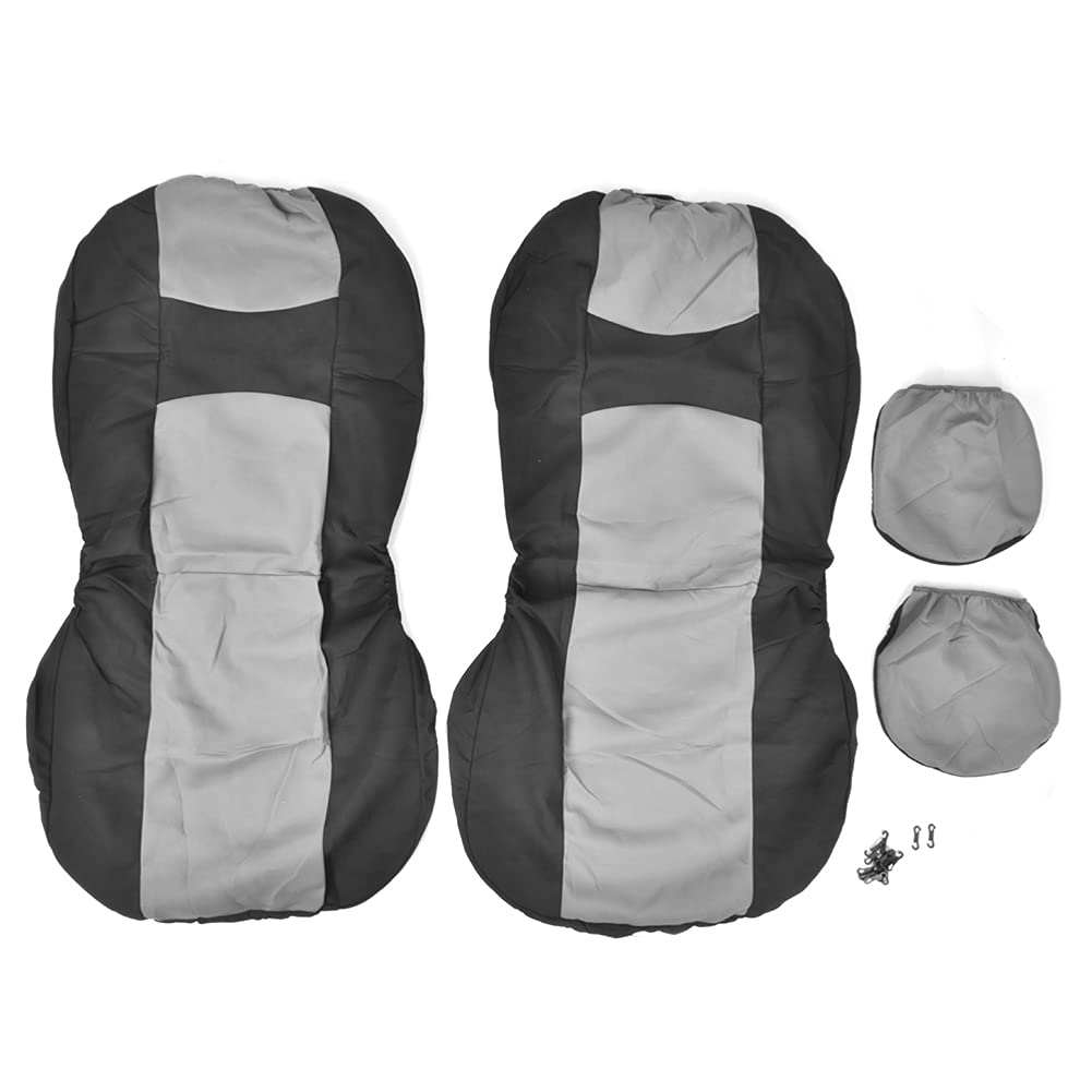 NutriEss 4-teiliges Universal-Auto-Vordersitz-Schutzbezug-Set Beige Schwarz für Autositzschutz Vordersitzbezug Universal-Sitzbezug Innendekoration (Grau Schwarz) von NutriEss