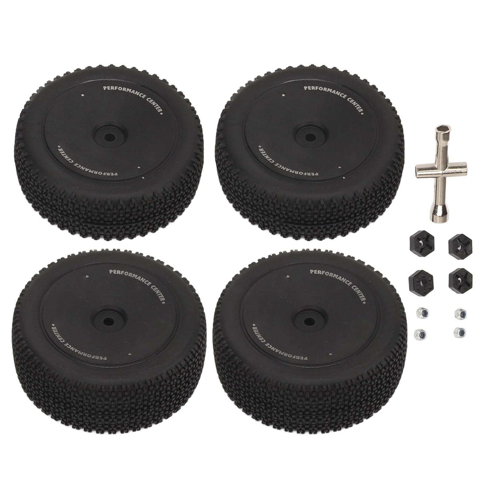 NutriEss 4pcs RC-Auto vorne Heckreifen Gummireifen für Wltoys 144001 144011 144010 144012 1/14 RC-Auto-Kunststoff-Hub-Reifen Ersatz für Offroad-Rennen robust von NutriEss