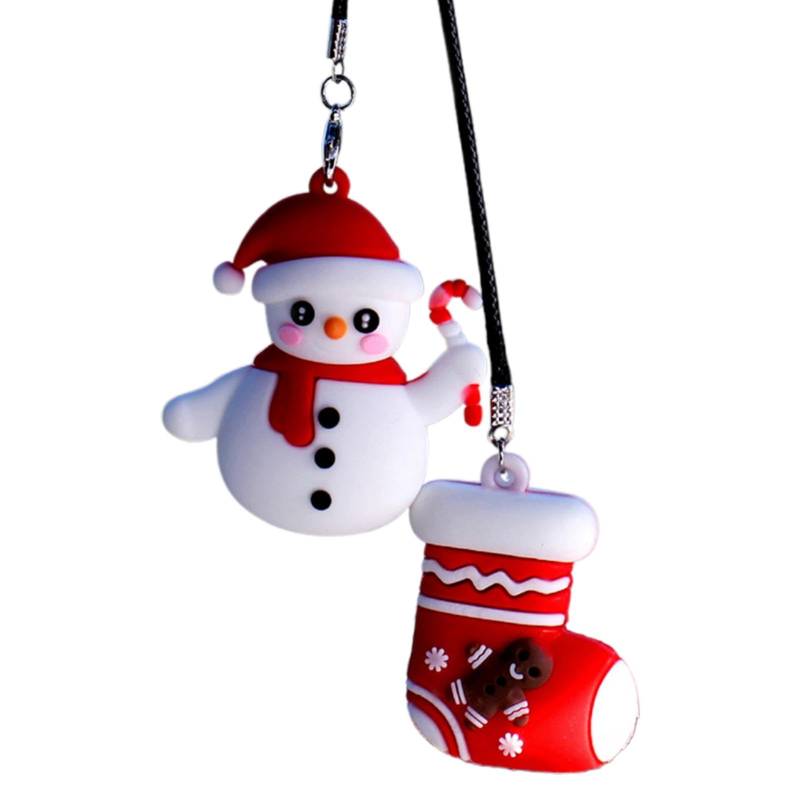 Nuyhadds Niedliche Autoverzierung, niedliche Autoverzierung,Weihnachtsmann-Weihnachtsbaum-Auto-Interieur-Anhänger | Schneemann-Weihnachtsstock-Ornament, Schneemann-Weihnachtssocken, Autozubehör für von Nuyhadds