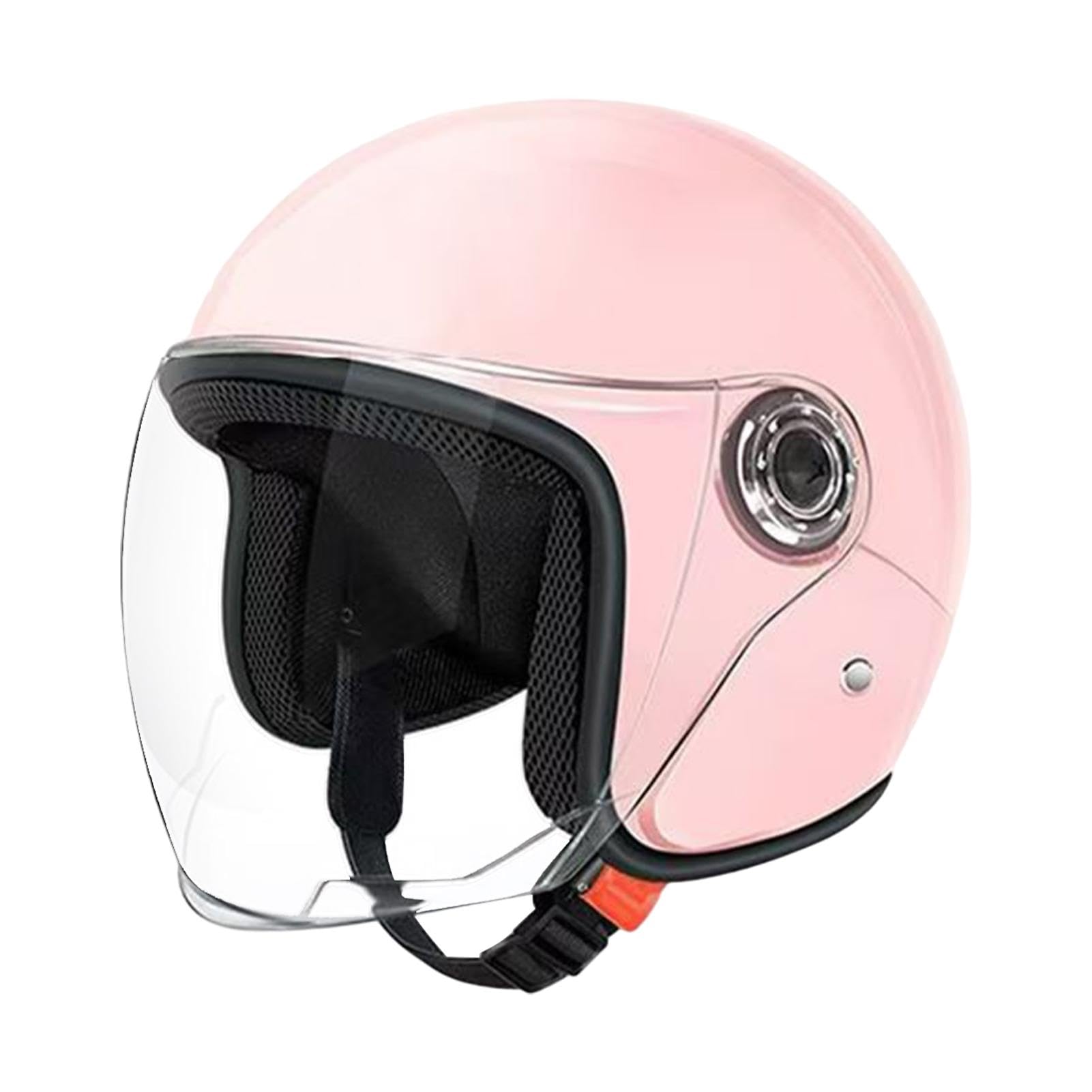 Halbhelm Für Motorräder, Retro-Motorradhelm, Vier-Jahreszeiten-Helm, Renn-Mopedhelm, Belüfteter Motorradhelm, Sonnenschutz-Motorradhelm Für Männer Und Frauen (Schwarz, Rosa, Grau) von Nuyhgtr