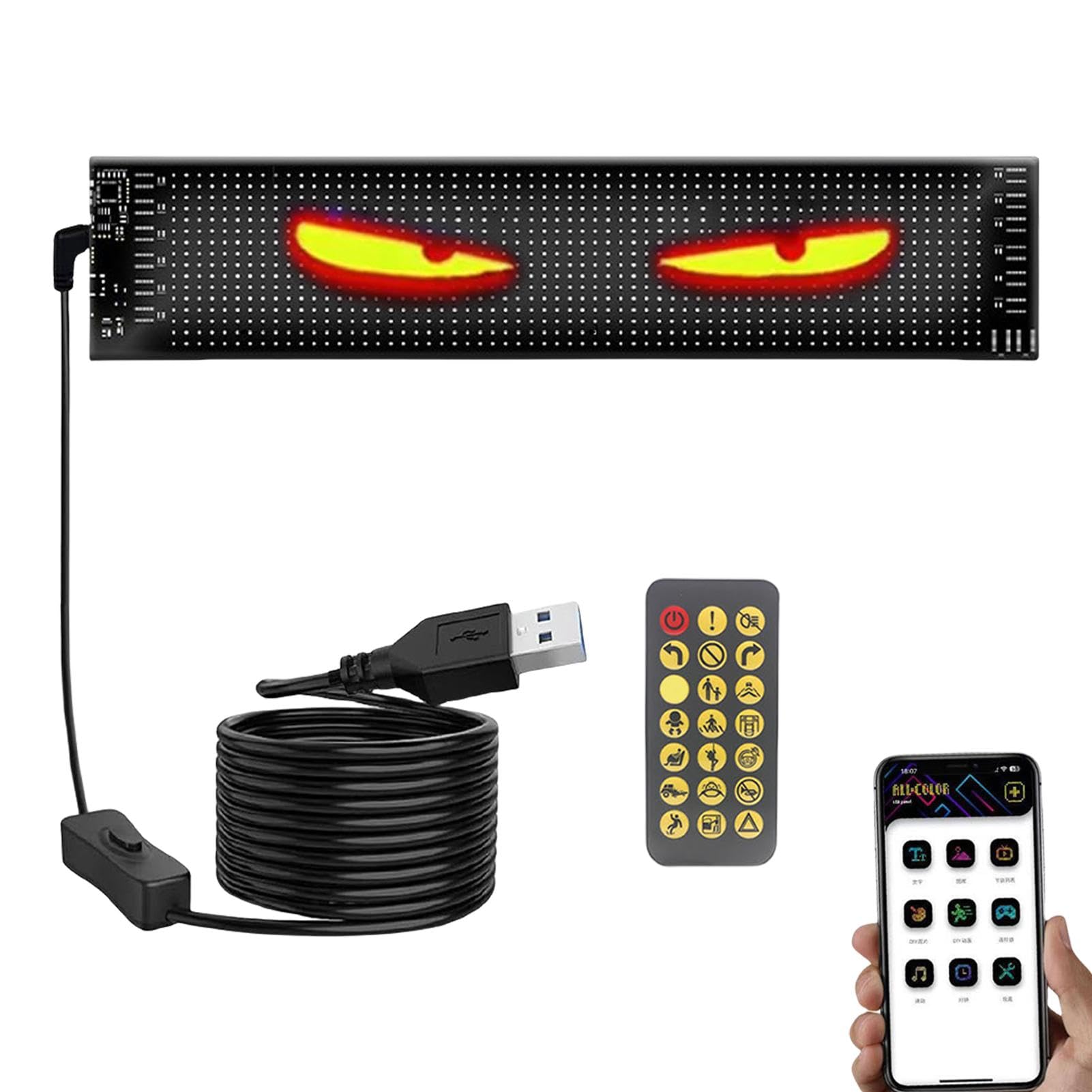 Smart LED Car Lights, RGB Waterproof Lights, Devil Eyes Light, Programmable Flex Display, Customizable Car Lighting, Funny Eye Light Signs for Fun and Creative Signage von Nuyhgtr