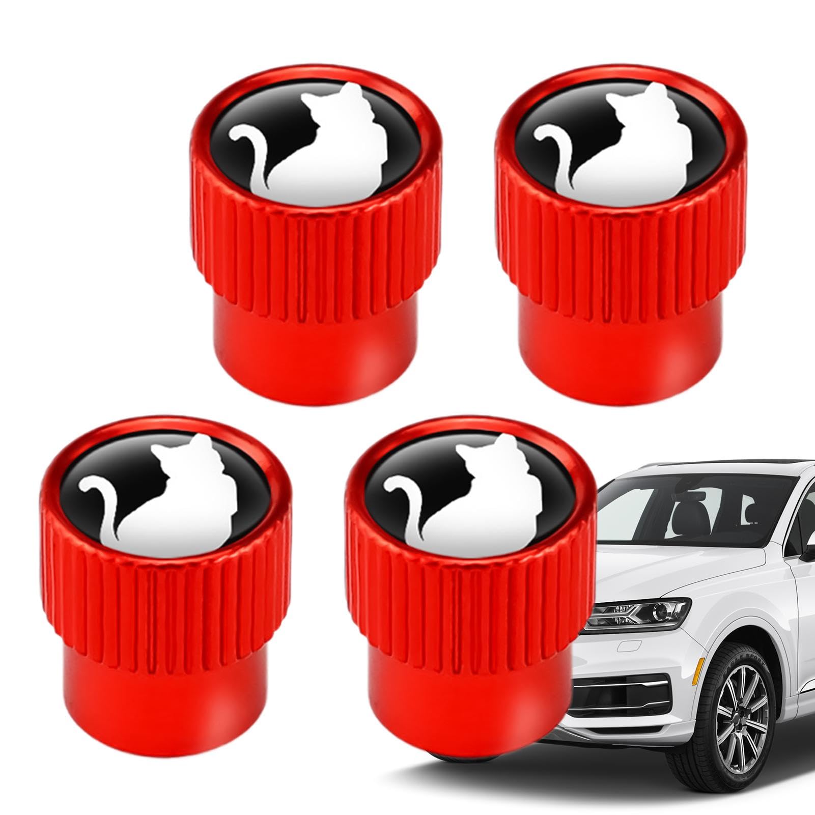 Tire Valve Caps, Kitten Pattern Dust Covers, 4X Sturdy Auto Wheel Accessories, Fit for RV, SUV, Cycle, Truck, Sturdy Leakproof Airtight Seal for Enhanced Protection von Nuyhgtr