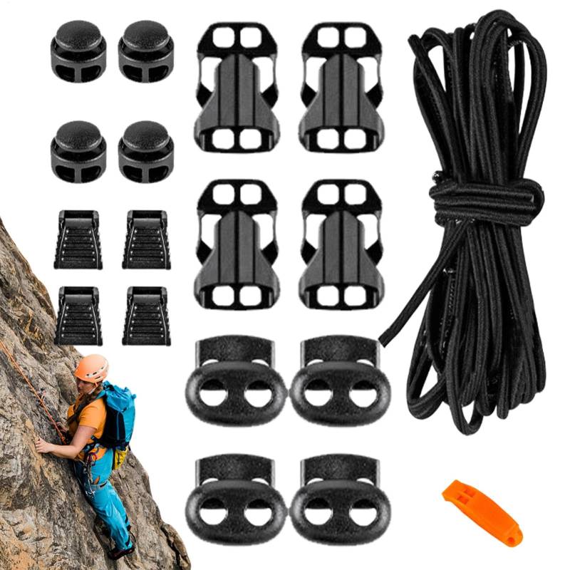 Mountaineering Bag Buckle, Outdoor Daypack Hiking Backpack Expansion Rope, 125.98x0.12 inches 18-Piece Set for Increased Storage Capacity, Backpack Accessories Replacement von Nuytghr