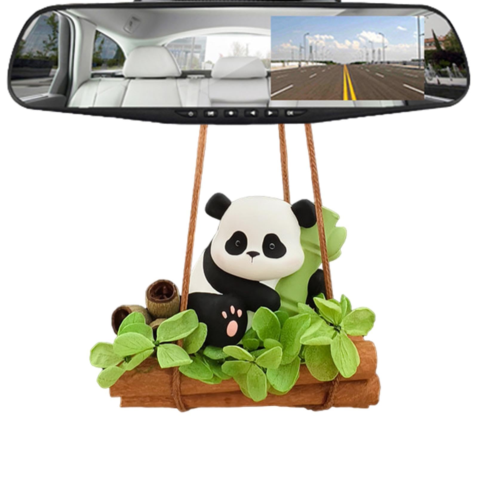 Nybhyjka Swing Panda Autoanhänger, schwingende Autodekoration | Cartoon-Panda-Rückspiegel-Aromatherapie-Ornament - Mehrzweck-Fahrzeugdekorationswerkzeug für Limousinen, Kleinwagen, SUVs, Wohnmobile von Nybhyjka