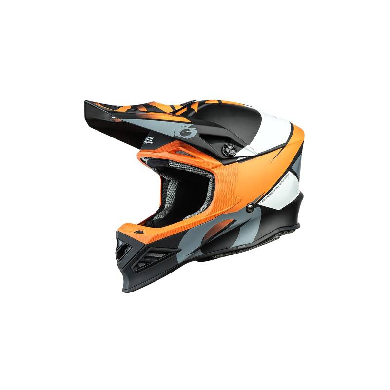 O'NEAL F-SRS Helmet Glitch Motocross Helm I Leichter MX Enduro Helm mit Fieberglas Außenschale I Crosshelm mit Coolmax Innenfutter & Doppel-D-Verschluss I Schwarz Orange I Größe L von O'NEAL