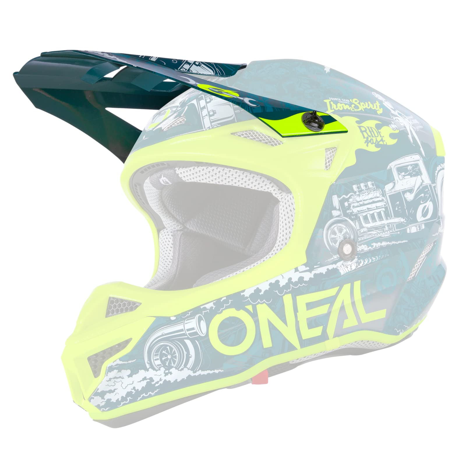 O'NEAL | Motocross-Helm-Ersatzteile | Enduro Motorrad | Ersatzschirm für 5SRS Polyacrylite Helm HR | Visor 5SRS Polyacrylite Helm HR | Erwachsene | Blau Neon-Gelb | One Size von O'NEAL