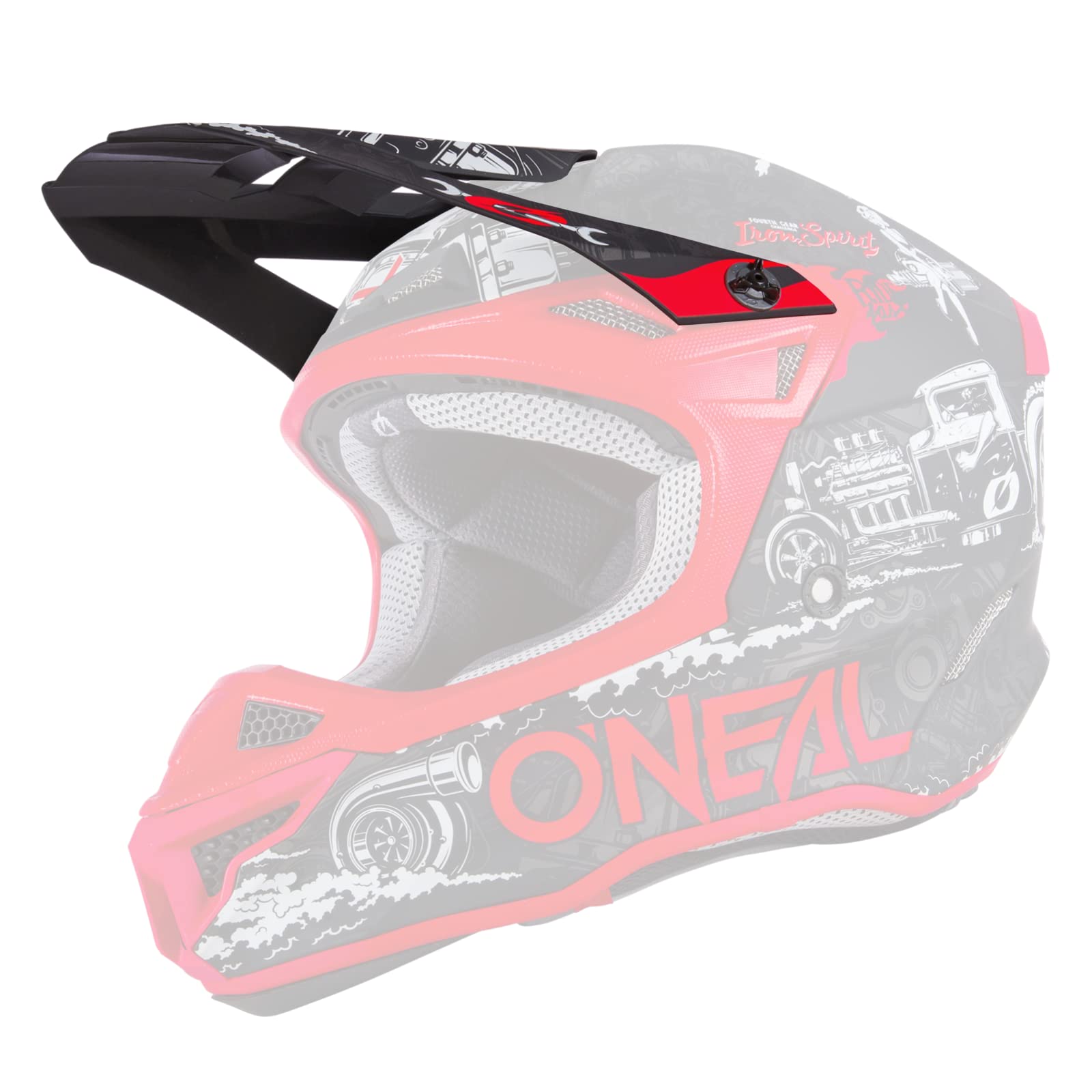 O'NEAL | Motocross-Helm-Ersatzteile | Enduro Motorrad | Ersatzschirm für 5SRS Polyacrylite Helm HR | Visor 5SRS Polyacrylite Helm HR | Erwachsene | Schwarz Rot | One Size von O'NEAL