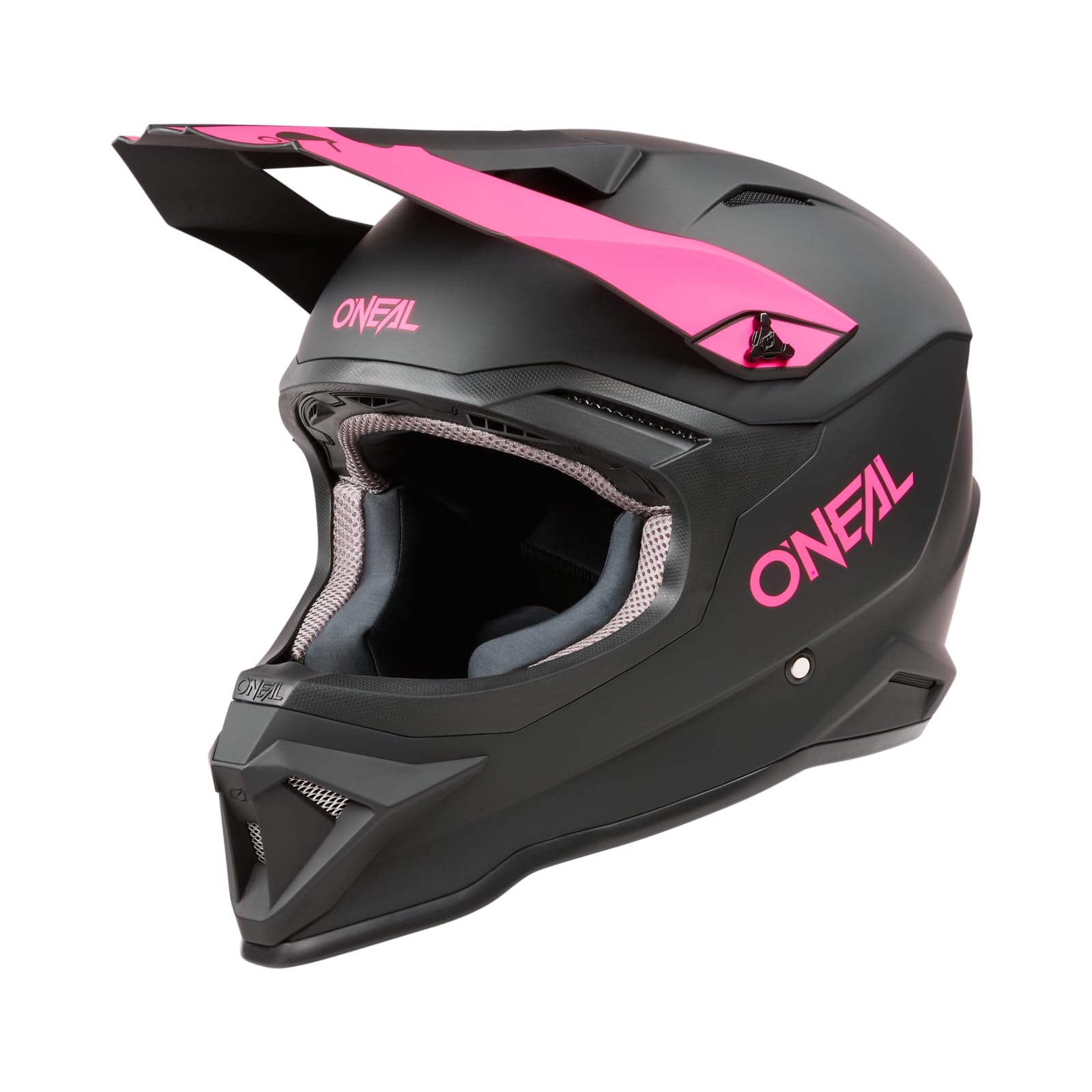 O'NEAL | Motocross-Helm | Kinder | MX Enduro | ABS-Schale, Komfort-Innenfutter, Lüftungsöffnungen für optimale Belüftung & Kühlung | 1SRS Youth Helmet SOLID V.24 | Schwarz Pink | Größe L von O'NEAL