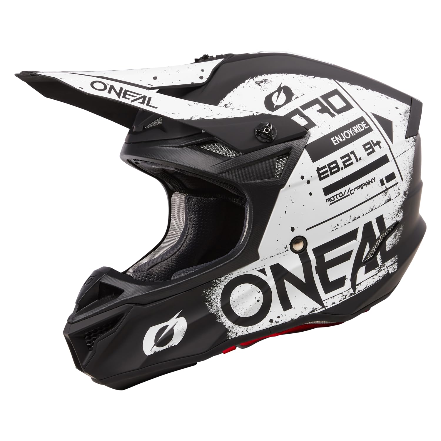 O'NEAL | Motocross-Helm | MX Enduro | 2 Außenschalen & 2 EPS für erhöhte Sicherheit | 5SRS Polyacrylite Helmet SCARZ V.24 | Erwachsene | Schwarz Weiß | Größe M von O'NEAL