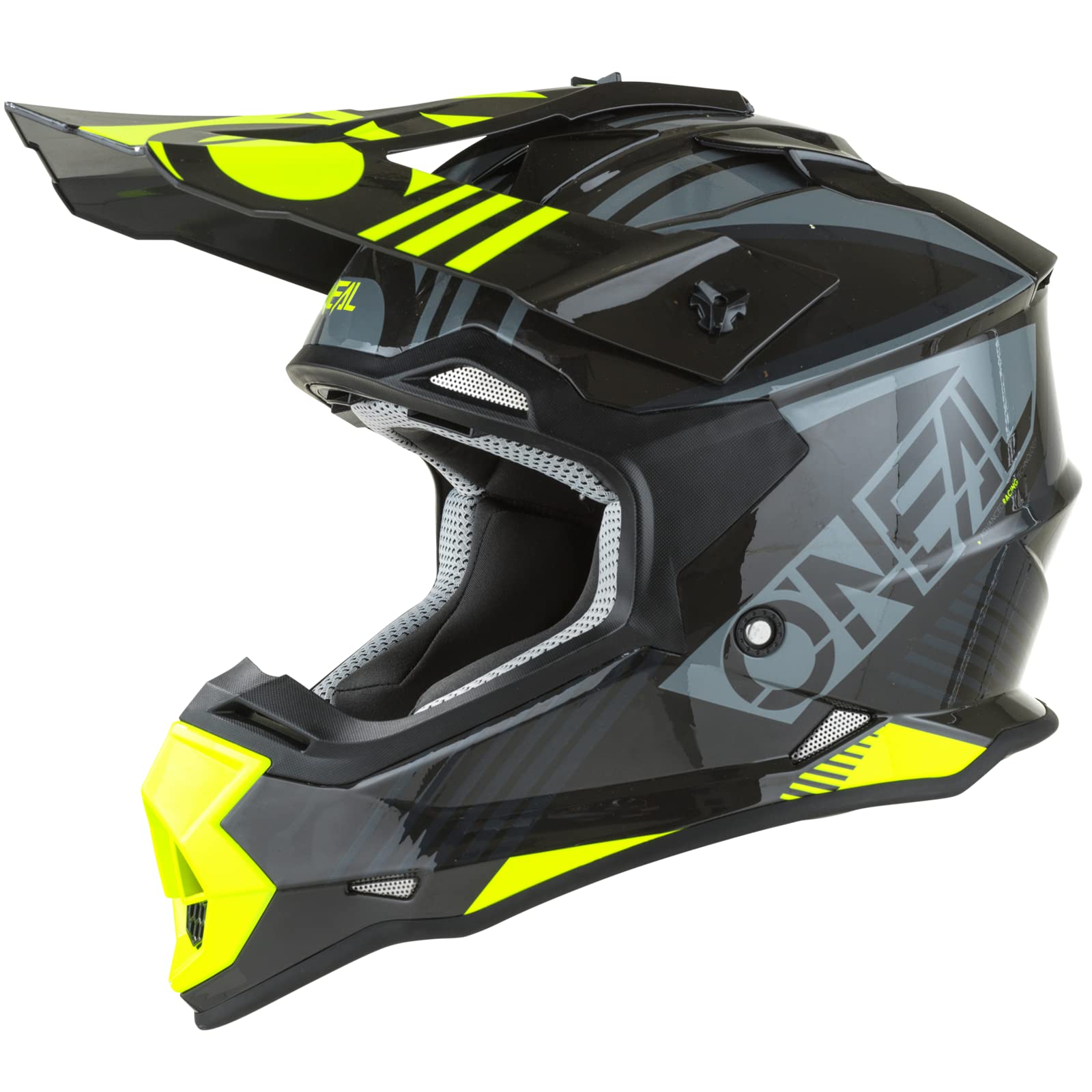 O'NEAL | Motocross-Helm | MX Enduro | ABS-Schale, Lüftungsöffnungen für optimale Belüftung & Kühlung | 2SRS Helmet Rush V.22 | Erwachsene | Grau Neon-Gelb | Größe XL von O'NEAL