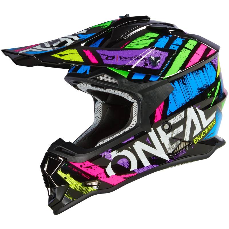 O'NEAL | Motocross-Helm | MX Enduro | ABS-Schale, Lüftungsöffnungen für optimale Kühlung | 2SRS Helmet Glitch V.23 | Erwachsene | Multi | Größe S (55/56 cm) von O'NEAL