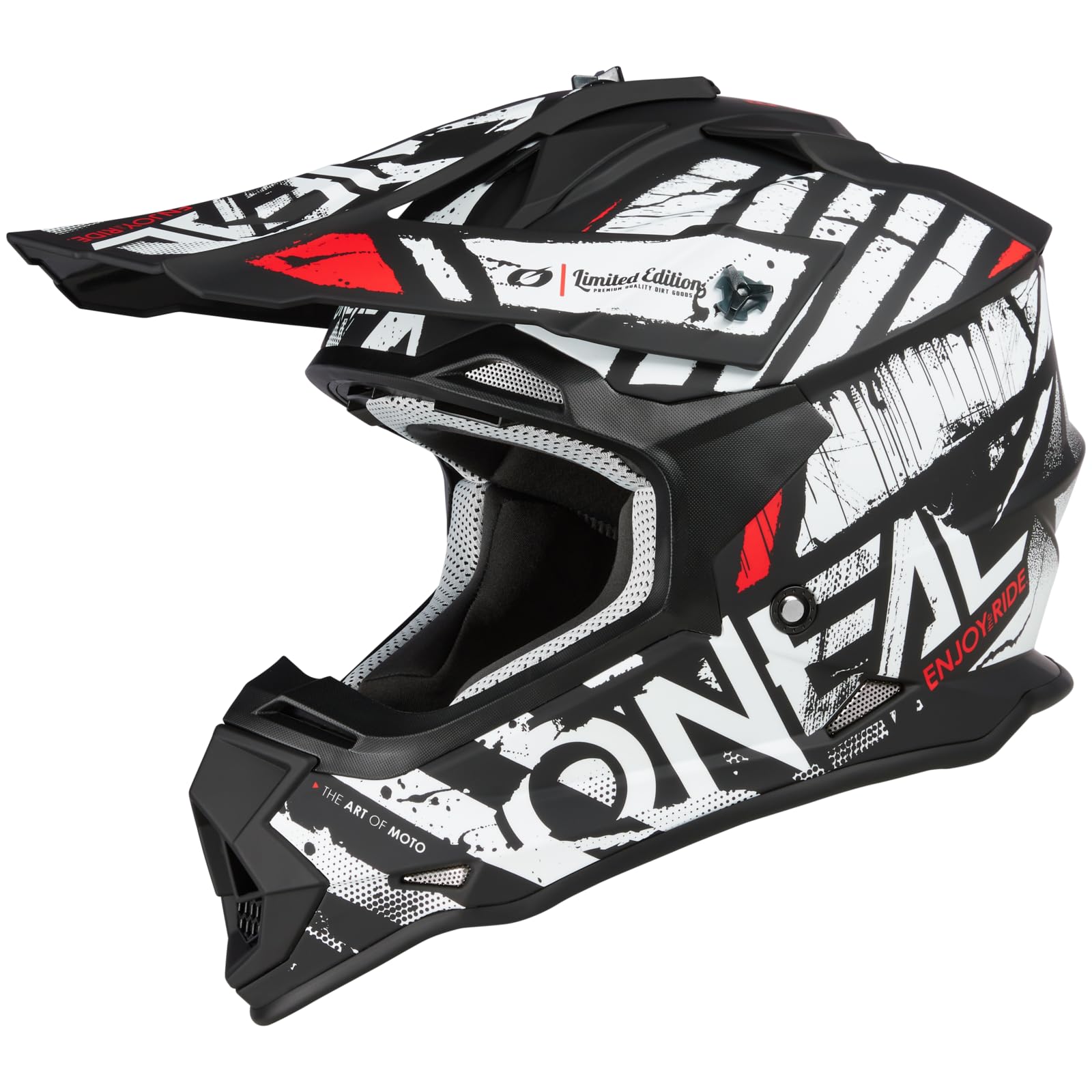 O'NEAL | Motocross-Helm | MX Enduro | ABS-Schale, Lüftungsöffnungen für optimale Kühlung | 2SRS Helmet Glitch V.23 | Erwachsene | Schwarz Weiß | Größe L (59/60 cm) von O'NEAL