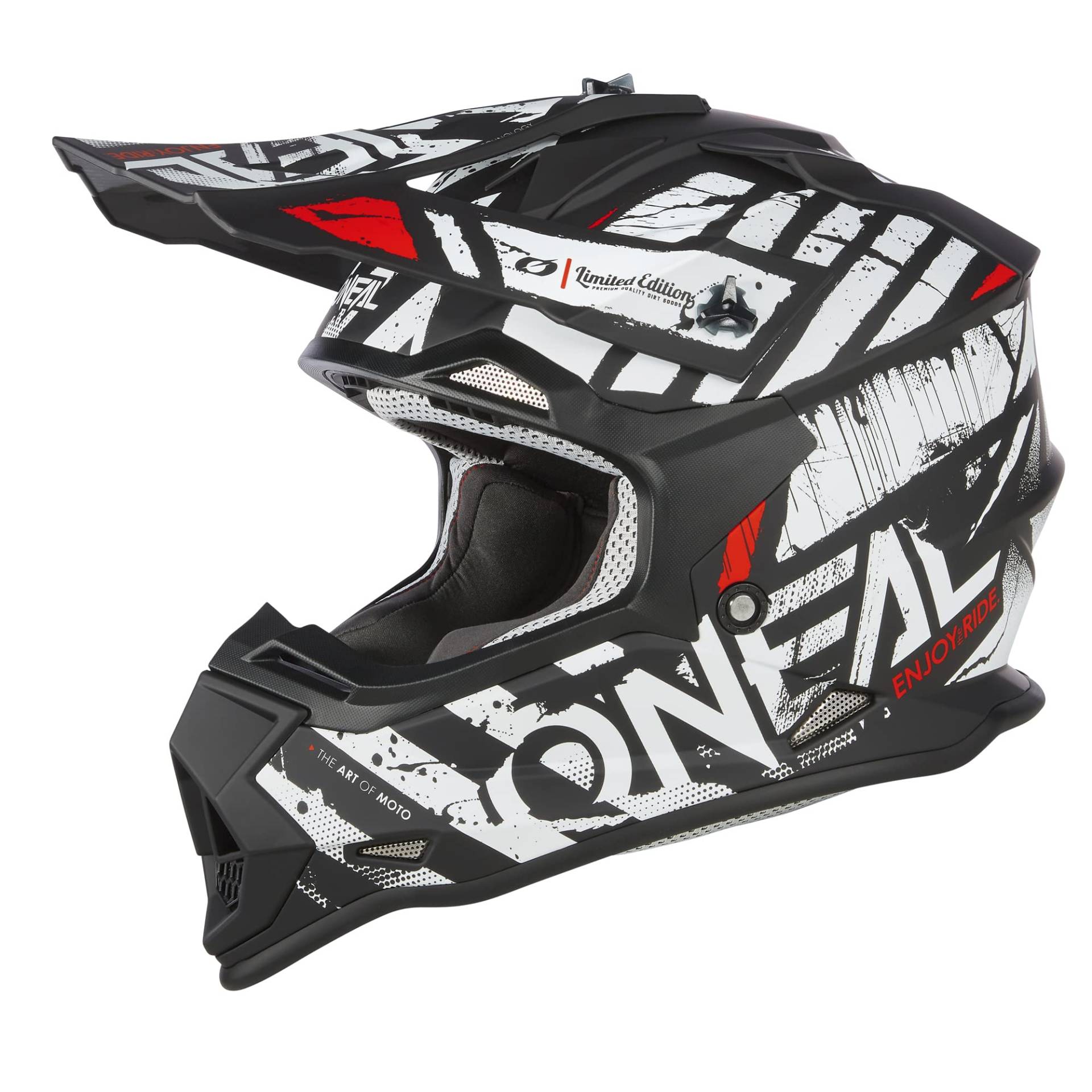 O'NEAL | Motocross-Helm | MX Enduro | ABS-Schale, Lüftungsöffnungen für optimale Kühlung | 2SRS Helmet Glitch V.23 | Erwachsene | Schwarz Weiß | Größe M (57/58 cm) von O'NEAL