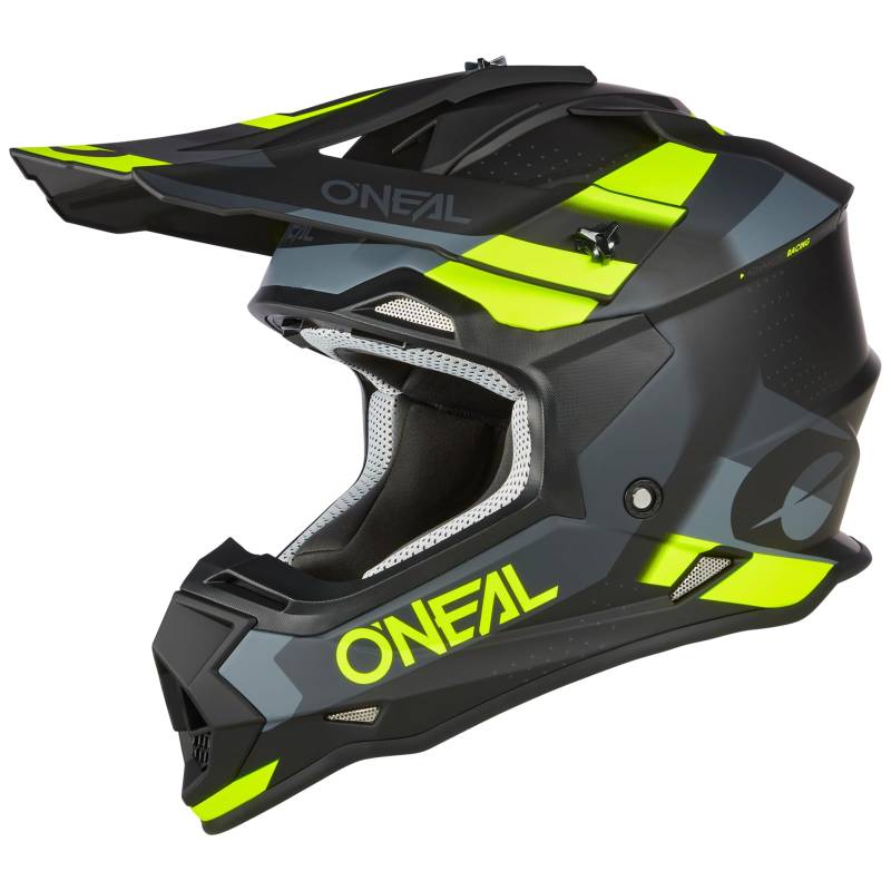 O'NEAL | Motocross-Helm | MX Enduro | ABS-Schale, Lüftungsöffnungen für optimale Kühlung | 2SRS Helmet SPYDE V.23 | Erwachsene | Schwarz Grau Neongelb | Größe L (59/60 cm) von O'NEAL