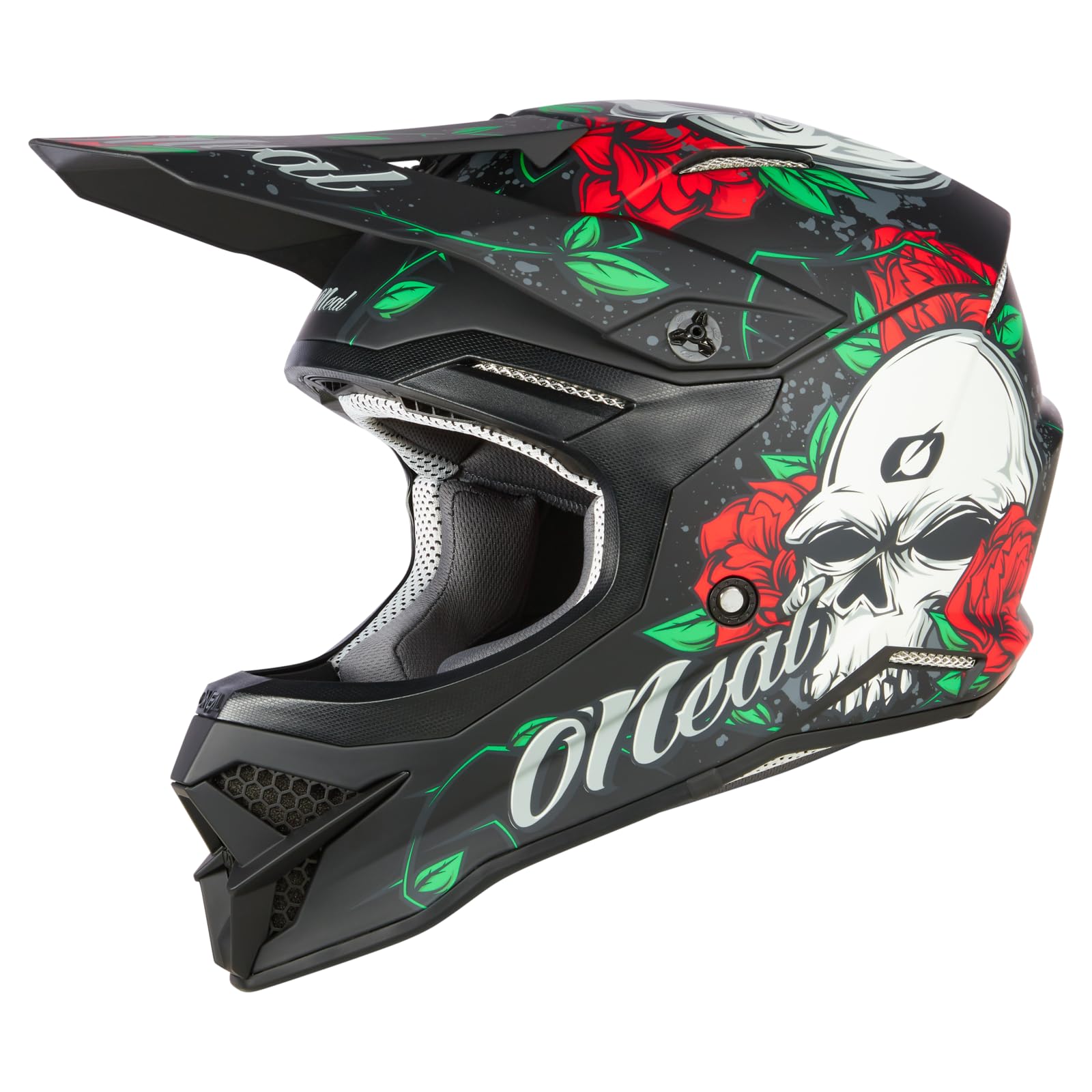 O'NEAL | Motocross-Helm | MX Enduro | ABS-Schale, Lüftungsöffnungen für optimale Kühlung | 3SRS Helmet MELANCIA V.23 | Erwachsene | Schwarz Multi | Größe L (59/60 cm) von O'NEAL