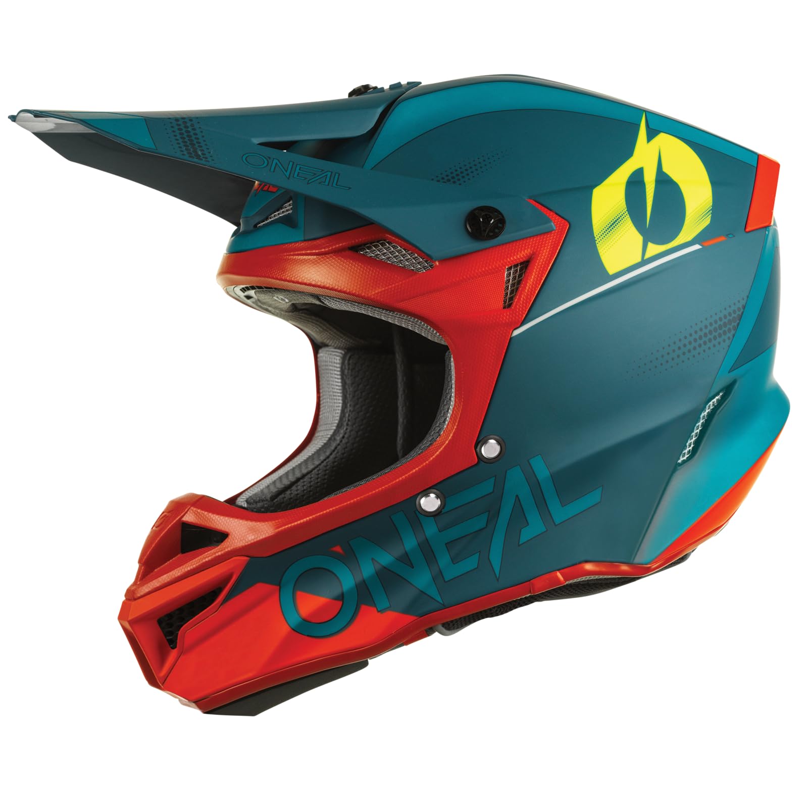 O'NEAL | Motocross-Helm | MX Motorrad Enduro | 2 Außenschalen & 2 EPS für erhöhte Sicherheit, ABS Schale, Gummi-Nasenschutz | 5SRS Polyacrylite Helmet | Erwachsene (S, Blau/Rot) von O'NEAL