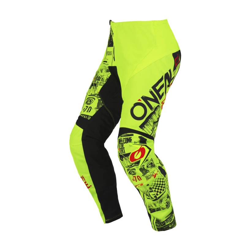 O'NEAL | Motocross-Hose | Kinder | Enduro MX | Stretch-Einsätze, Vollständig gefüttert, Polster aus Gummi für zusätzlichen Schutz | Element Youth Pants Attack V.23 | Neon-Gelb Schwarz | 24 (8/10) von O'NEAL