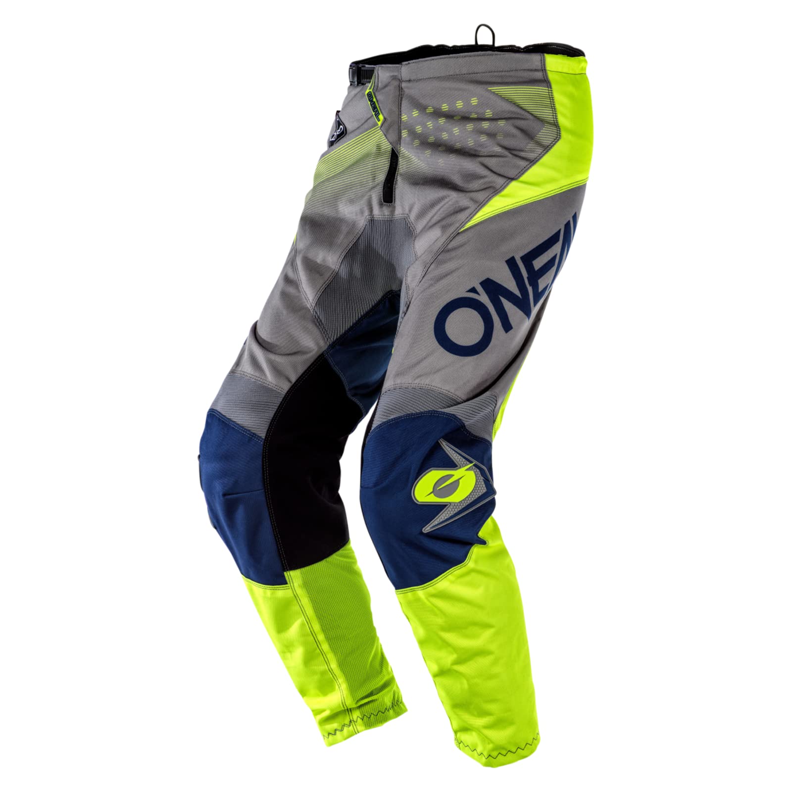 O'NEAL | Motocross-Hose | MTB Enduro MX | Bequeme lockere Passform für maximale Bewegungsfreiheit, Bündchenlose Hosenbeine | Element Pants Factor | Erwachsene | Grau Blau Neon-Gelb | Größe 28/44 von O'NEAL