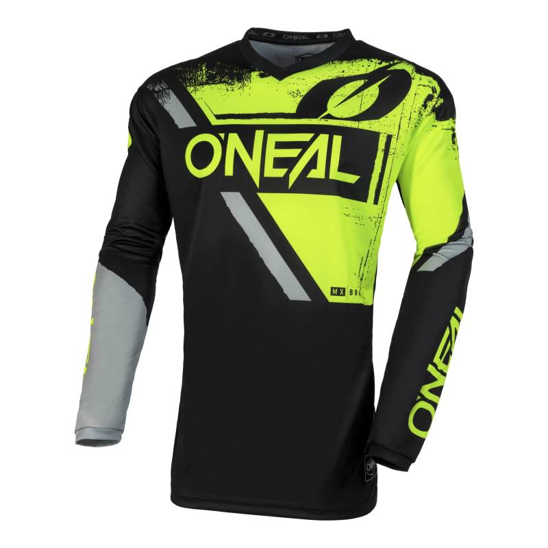 O'NEAL | Motocross-Jersey | MX Enduro | Gepolsterter Ellbogenschutz, V-Ausschnitt, atmungsaktiv | Element Jersey Shocker V.23 | Erwachsene | Schwarz Neon-Gelb | Größe M von O'NEAL