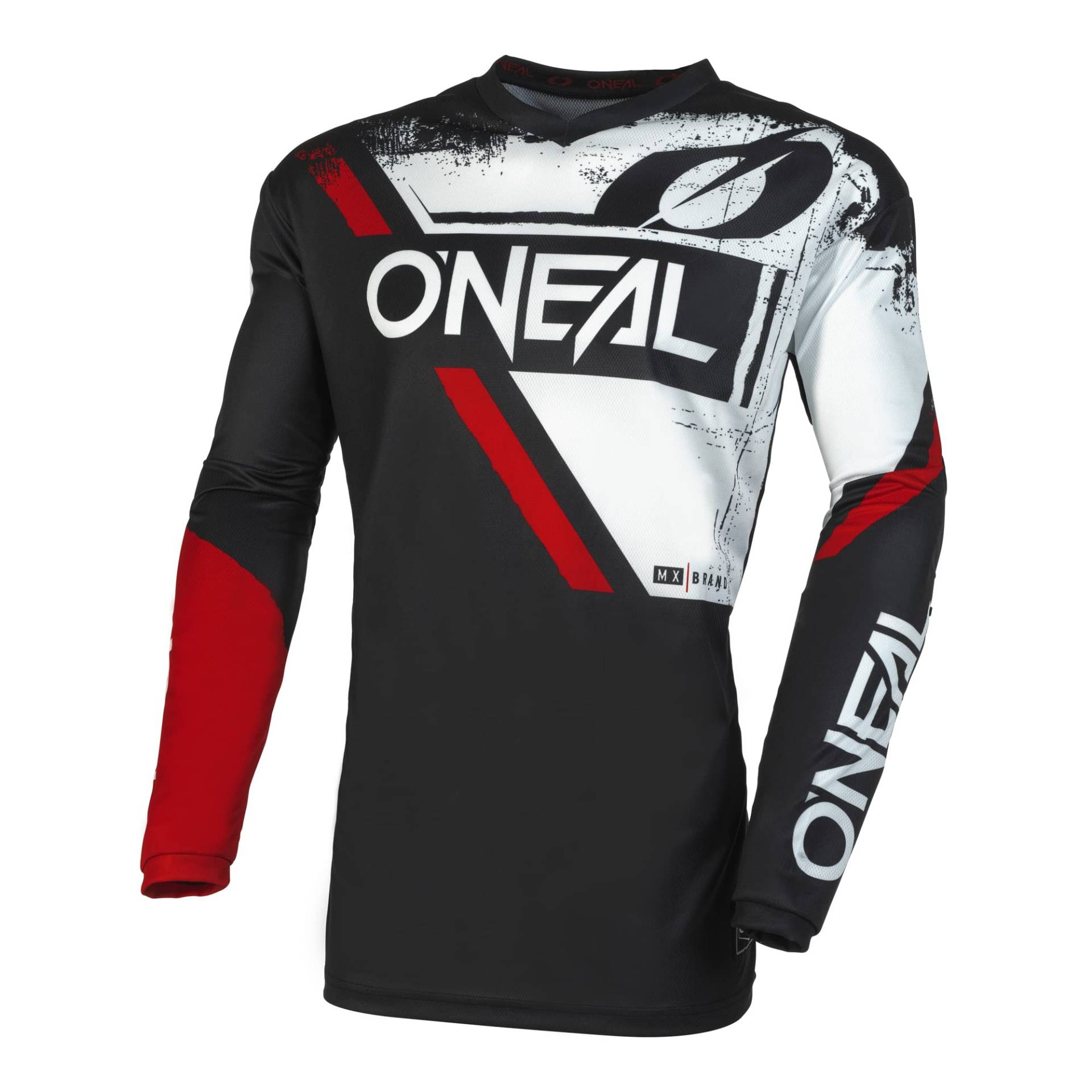 O'NEAL | Motocross-Jersey | MX Enduro | Gepolsterter Ellbogenschutz, V-Ausschnitt, atmungsaktiv | Element Jersey Shocker V.23 | Erwachsene | Schwarz Rot | Größe L von O'NEAL