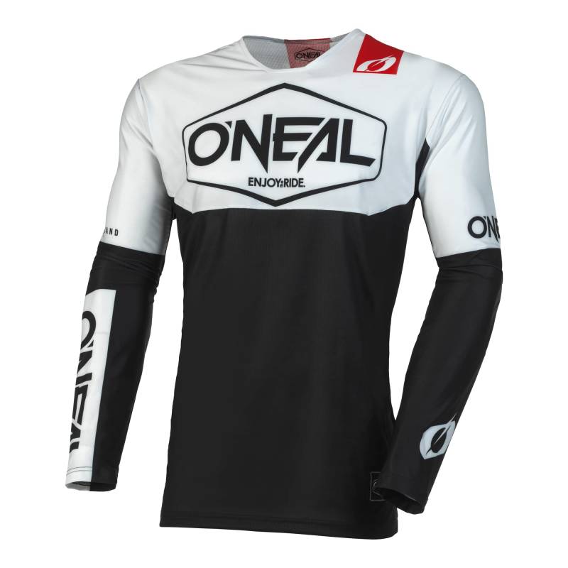 O'NEAL | Motocross-Shirt Langarm | MX Enduro DH FR Downhill Freeride | Athletische Passform, Schnell trocknend, Bündchenlose Ärmel | Mayhem Youth Jersey HEXX V.23 | Kinder | Schwarz Weiß | Größe L von O'NEAL