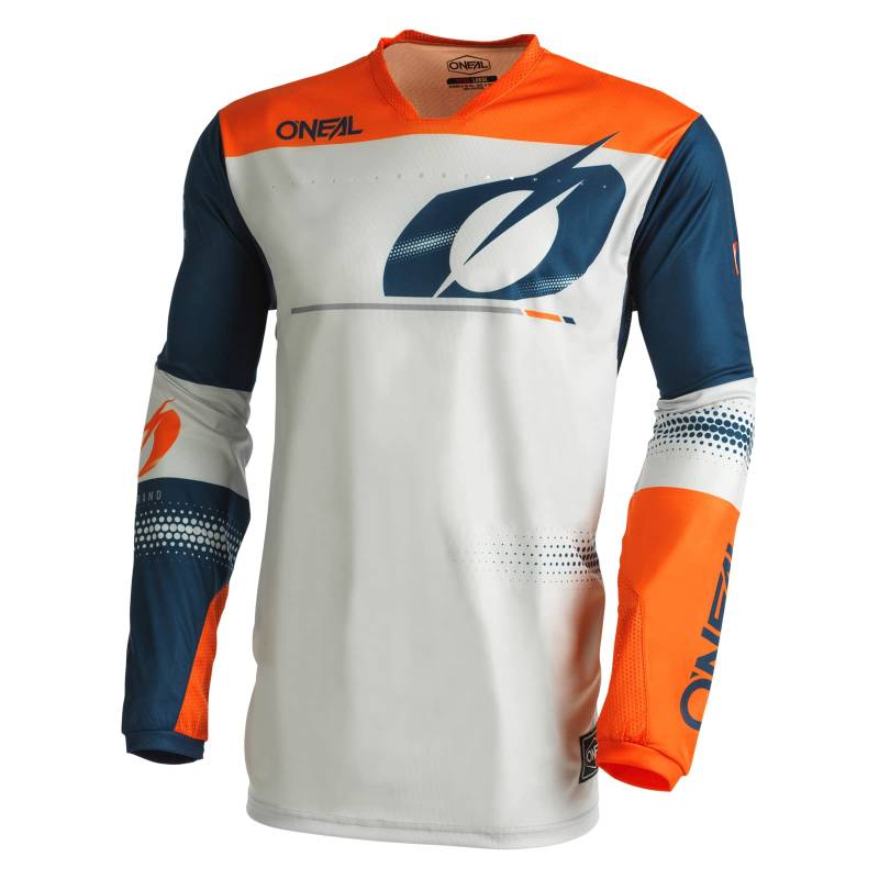 O'NEAL | Motocross-Shirt Langarm | MX MTB Mountainbike | Leichte Materialien, Lasergeschnittene Belüftungslöcher, Ergonomischer Schnitt | Hardwear Jersey Haze V.22 | Erwachsene| Blau Orange | XXL von O'NEAL